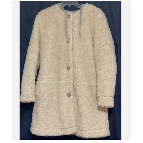 BP. NWT Hooded Tan Memoir Teddy Coat Jacket  Button Up Size XS gray removable - Picture 11 of 15
